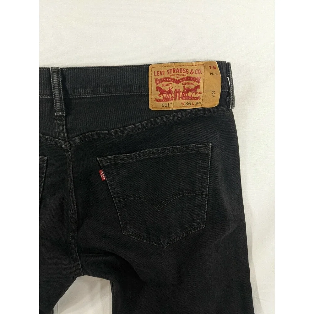 Levi's‎ 501 XX Button-Fly Straight Leg Black Denim Jeans 36x34 True to Size